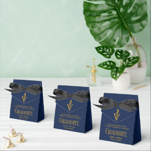 Navy Blue Gold Veterinary School Graduation Party Favour Box