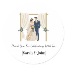 Navy Blue Gold Wedding Favour Stickers