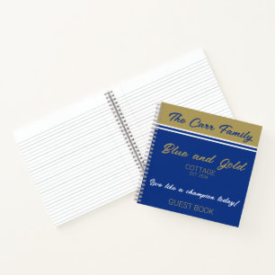 Navy Blue Gold White Guest Book Spiral Notebook