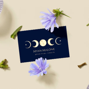 Navy Blue & Gold Yoga Spiritual Coach Business Card