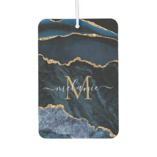 Navy Blue Gold Your Letter and Name Air Freshener