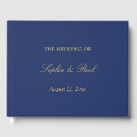 Navy Blue Golden Beige Wedding Guest Book