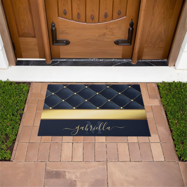 Navy Blue Golden  Doormat (Outdoor)
