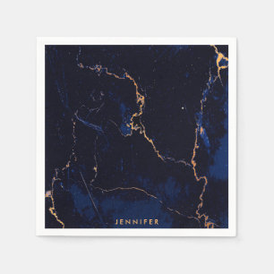 Navy Blue Golden Marble Napkin