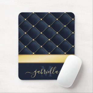 Navy Blue Golden  Mouse Pad