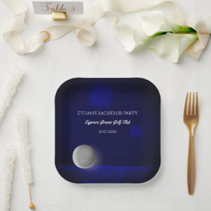 Navy Blue golf - golfers bachelor party golf party Paper Plate
