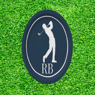 navy Blue Golf Paper Plate