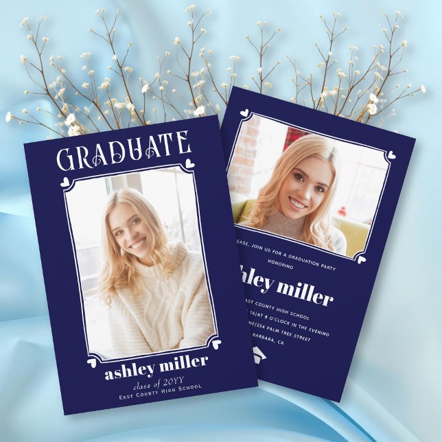 Navy blue GRADUATE Class Of 2025 graduation   Invitation (Creator Uploaded)
