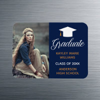 Navy Blue Graduate Photo Graduation Announcement