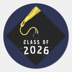 Navy Blue Graduation 2026 Classic Round Sticker