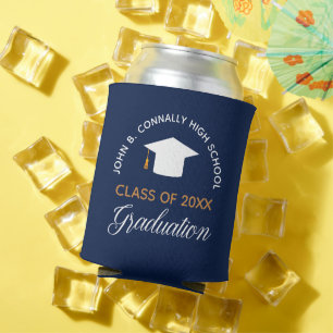 Navy Blue Graduation Party Customisable Can Cooler