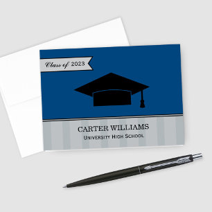 Navy Blue Graduation Thank You Card
