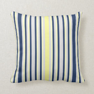 Navy Blue, Gray and Yellow Striped Cushion
