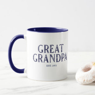 Navy Blue Great Grandpa Year Established Mug