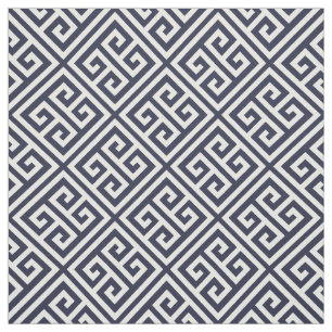 Navy Blue Greek Key Fabric
