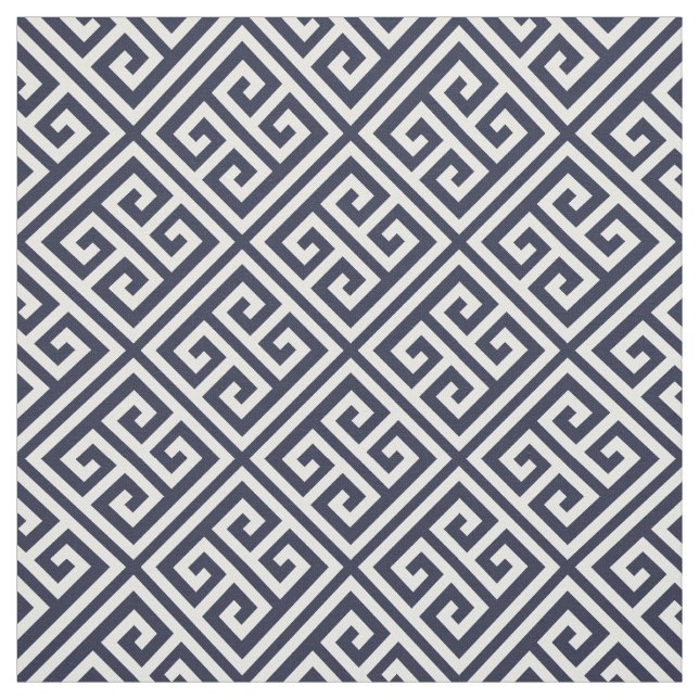 Navy Blue Greek Key Fabric (Swatch)