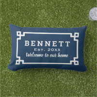 Navy Blue Greek Key Monogram Welcome