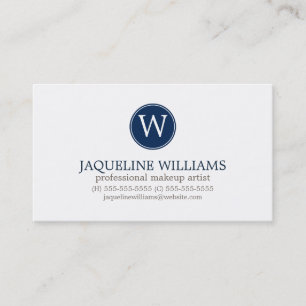 Navy Blue Greek Key Pattern Monogram Business Card