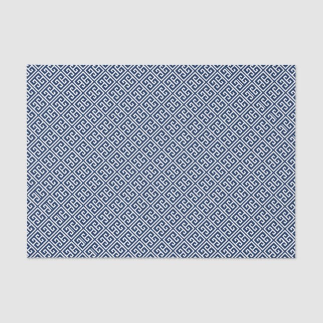 Navy Blue Greek Key Pattern Tissue Paper (Front)