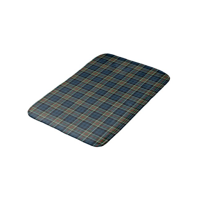 Navy Blue, Green, and Red Scottish Tartan Bath Mat (Angled)