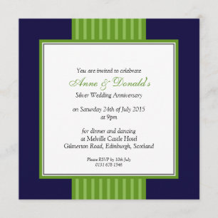 Navy Blue & Green Classy Anniversary Party Invitation