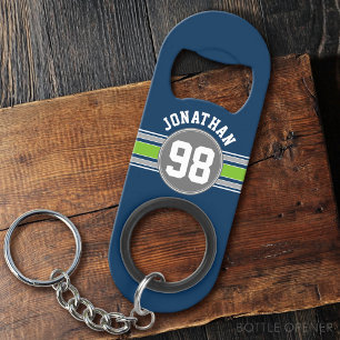 Navy blue Green Sports Jersey Stripes Name Number