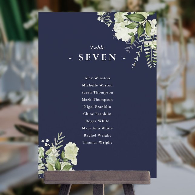 Navy Blue Greenery Seating Plan Table Number (Navy Blue Greenery Seating Plan Table Number)