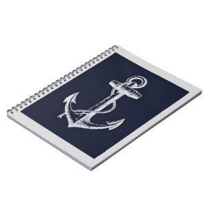 Navy Blue & Grey Anchor Notebook