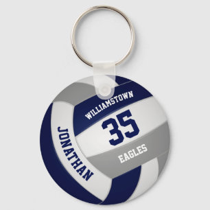 navy blue grey club colours volleyball team gifts key ring