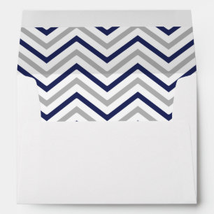 Navy Blue Grey Grey Chevron Lined Envelopes