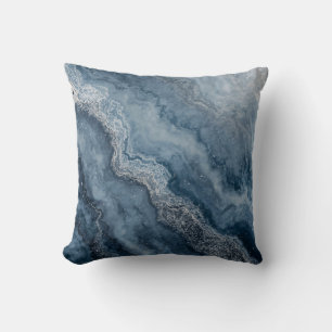 Navy Blue Grey Light Blue White Contemporary 16" Cushion