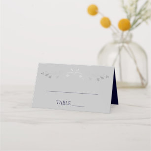 Navy Blue Grey Simple Elegant Wedding Place Cards
