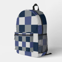 Navy Blue Grey White Chequerboard Chequered