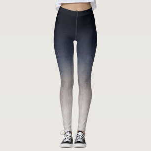 Navy Blue Grey White gradient rustic ombre Leggings