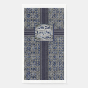 Navy Blue & Grey X's and O's Pattern Napkin