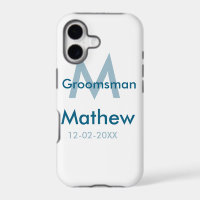 Navy blue groomsman name letter date masculine per