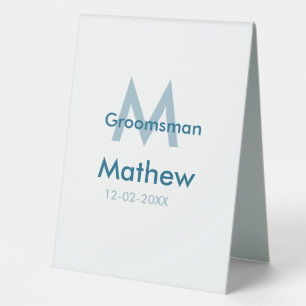 Navy blue groomsman name letter date masculine per
