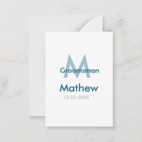 Navy blue groomsman name letter date masculine per