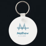 Navy blue groomsman name letter date masculine per key ring<br><div class="desc">design</div>