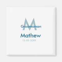 Navy blue groomsman name letter date masculine per