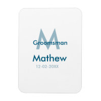 Navy blue groomsman name letter date masculine per