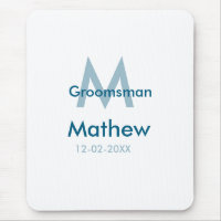 Navy blue groomsman name letter date masculine per