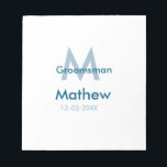 Navy blue groomsman name letter date masculine per notepad<br><div class="desc">design</div>