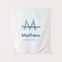 Navy blue groomsman name letter date masculine per