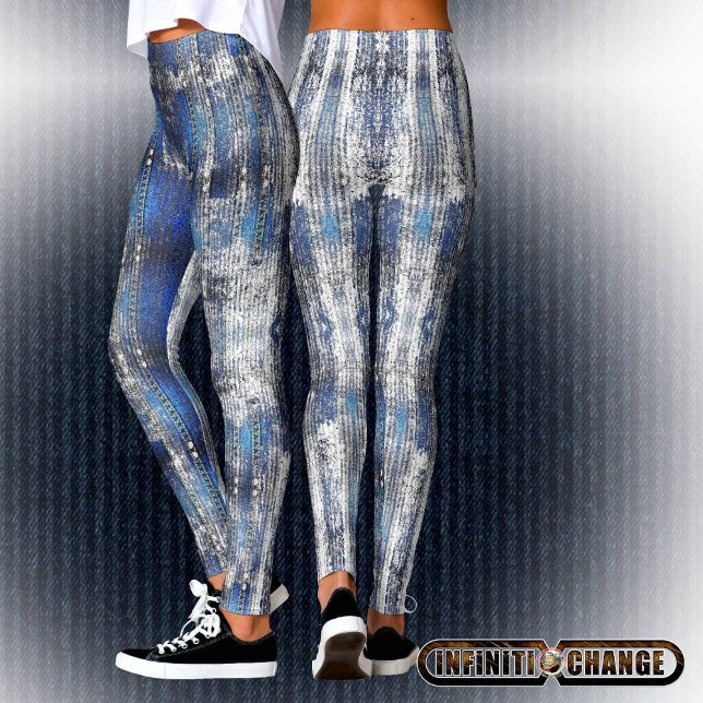 Navy Blue Grunge Denim Texture | Leggings (Creator Uploaded)