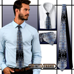 Navy Blue Grunge Denim Texture   Tie