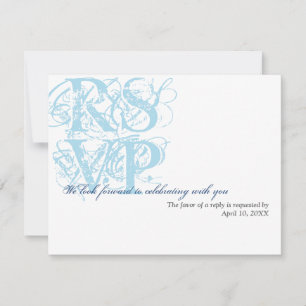 Navy blue grunge wedding enclosure RSVP response Invitation
