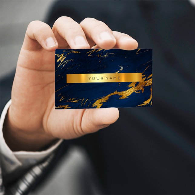 Navy Blue Grungy Gold Marble Vip Business Card (Navy Blue Grungy Gold Marble Vip Business Card)