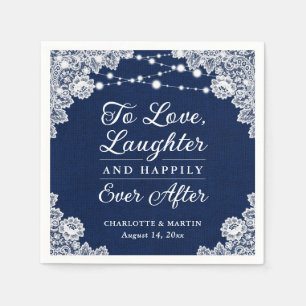 Navy Blue Happily Ever After Wedding Napkins
