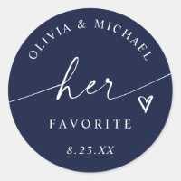Navy Blue Her Favorite Script Wedding Treat Bag